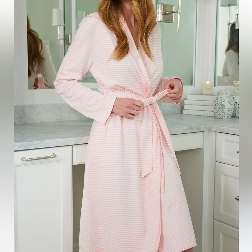 Lake Pajamas Pima Robe in English Rose